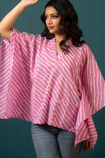 Pink printed cotton top