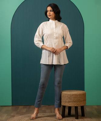 Ivory woven cotton top 1