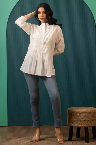 Ivory woven cotton top