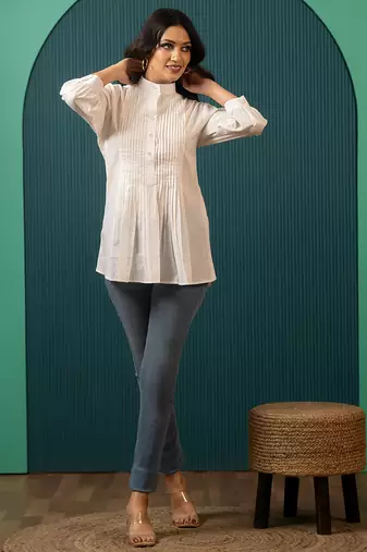 Ivory woven cotton top