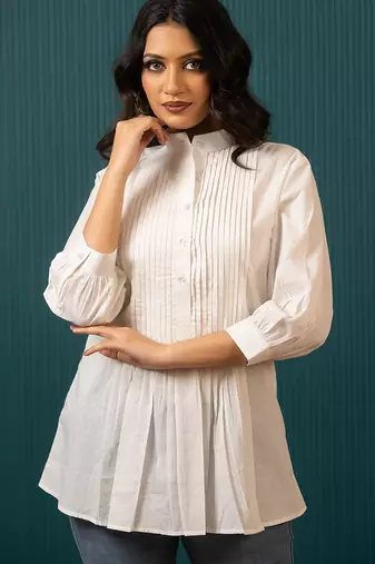 Ivory woven cotton top