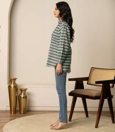 Blue printed cotton top