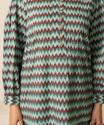 Blue printed cotton top 4