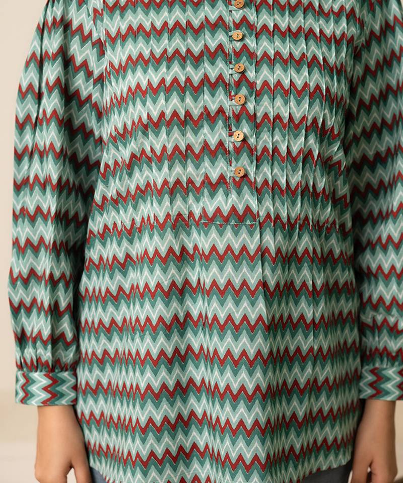 Blue printed cotton top