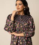 Charcoal grey printed cotton top