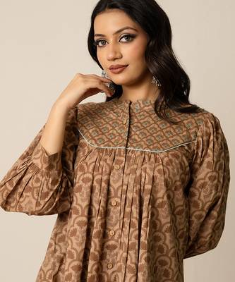 Brown printed cotton top 3