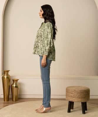 Green printed cotton top 3