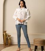 White embroidered cotton top