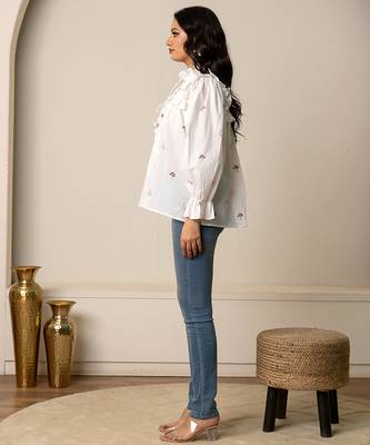 White embroidered cotton top 2