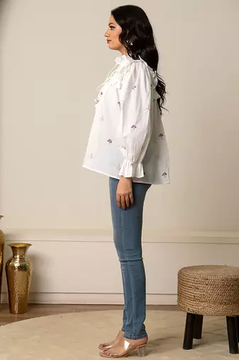 White embroidered cotton top