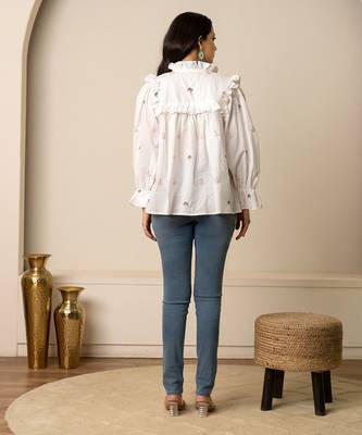 White embroidered cotton top 4