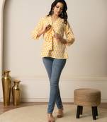 Yellow printed cotton top