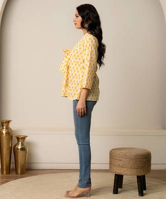 Yellow printed cotton top 2