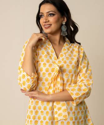Yellow printed cotton top 4