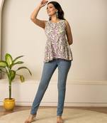 Ivory printed cotton top