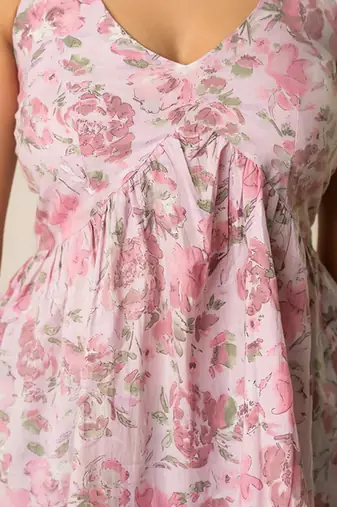 Pink printed cotton top