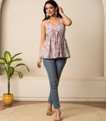 Grey printed cotton top