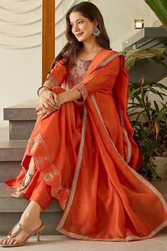 Latest-vichitra-silk-embroidered-kurti-set-dn-1720