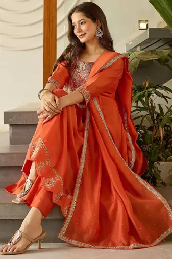 Latest-vichitra-silk-embroidered-kurti-set-dn-1720