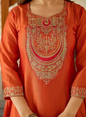 Latest-vichitra-silk-embroidered-kurti-set-dn-1720 5