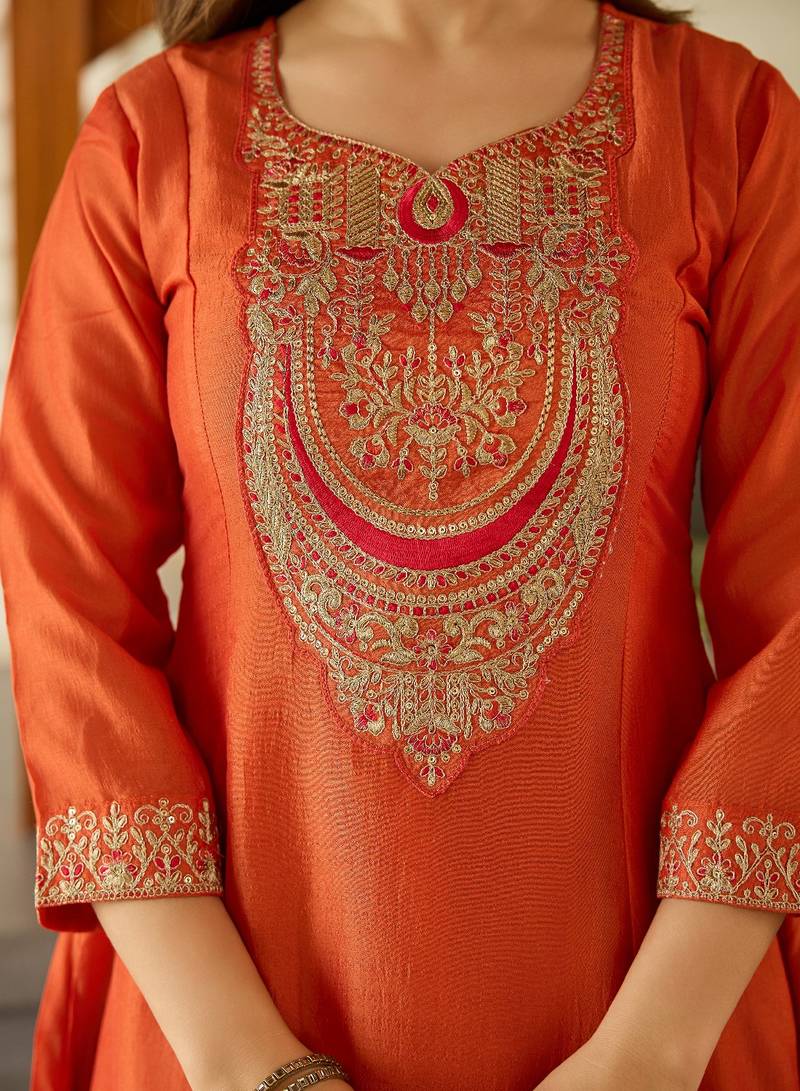 Latest-vichitra-silk-embroidered-kurti-set-dn-1720