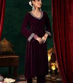 Devnoor-velvet-embroidery-work-kurti-pant