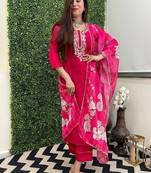 Dhushivani-chanderi-embroidery-work-kurti-set