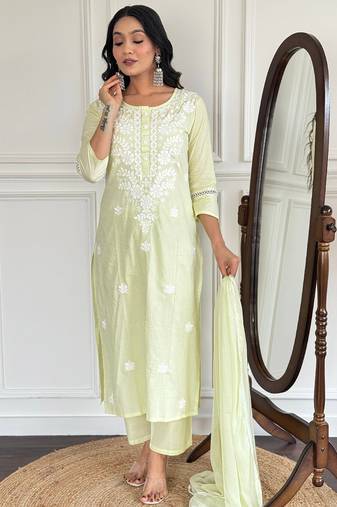Latest-cotton-embroidery-work-kurti-set-sku-1572