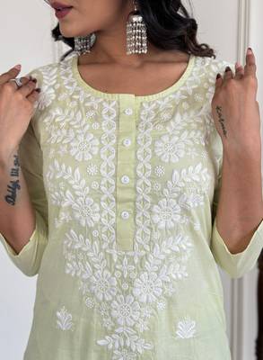 Latest-cotton-embroidery-work-kurti-set-sku-1572 3