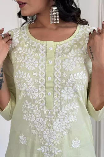 Latest-cotton-embroidery-work-kurti-set-sku-1572