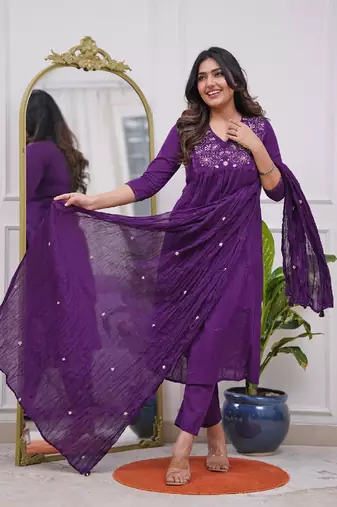 Fancy-viscose-blend-embroidered-kurti-pant-sku-1748