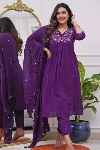Fancy-viscose-blend-embroidered-kurti-pant-sku-1748
