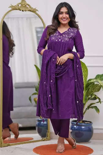 Fancy-viscose-blend-embroidered-kurti-pant-sku-1748