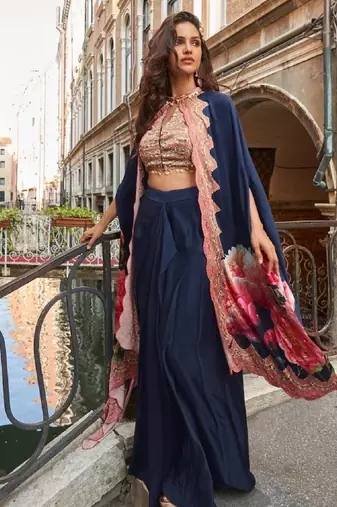 Navy blue crepe wedding-salwar-kameez 