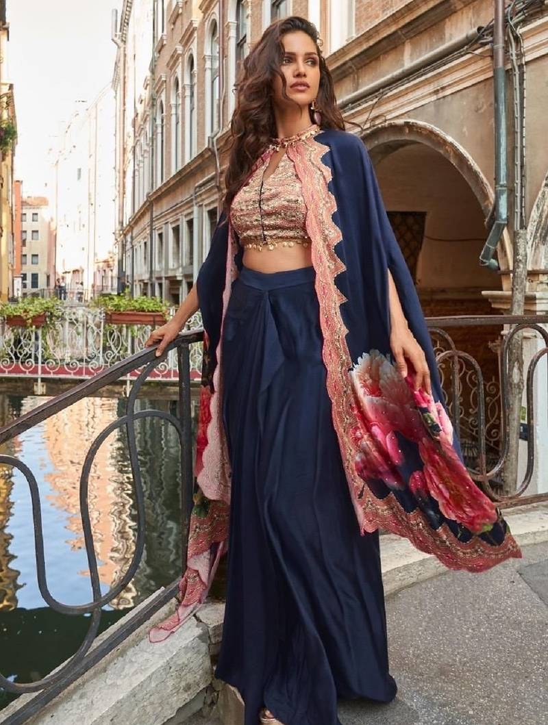 Navy blue crepe wedding-salwar-kameez 
