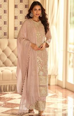 Peach georgette party-wear-salwar-kameez  1