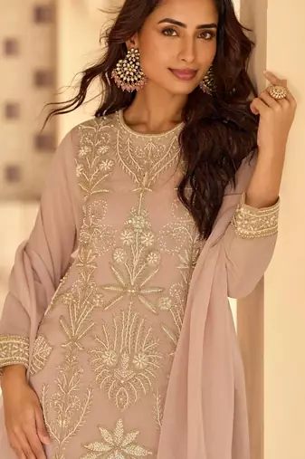 Peach georgette party-wear-salwar-kameez 