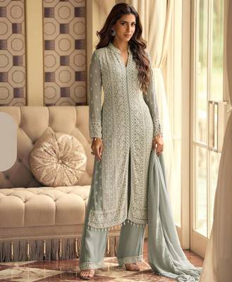 Sea green georgette party-wear-salwar-kameez  1