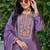 Purple embroidered chinon palazzo style salwar suit