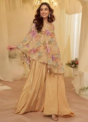 Beige crepe pakistani-salwar-kameez  1