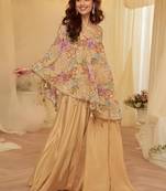 Beige crepe pakistani-salwar-kameez 