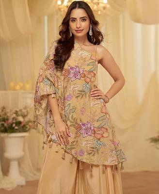 Beige crepe pakistani-salwar-kameez  2
