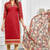 Red embroidered Chanderi cotton unstitched salwar with dupatta