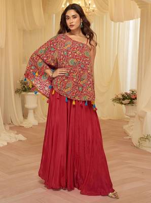Red crepe pakistani-salwar-kameez  1