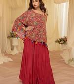 Red crepe pakistani-salwar-kameez 