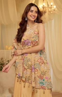 Beige crepe pakistani-salwar-kameez  4