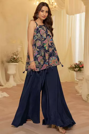 Navy blue crepe wedding-salwar-kameez 