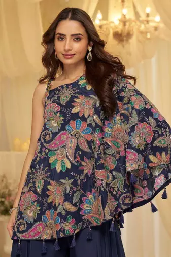 Navy blue crepe wedding-salwar-kameez 