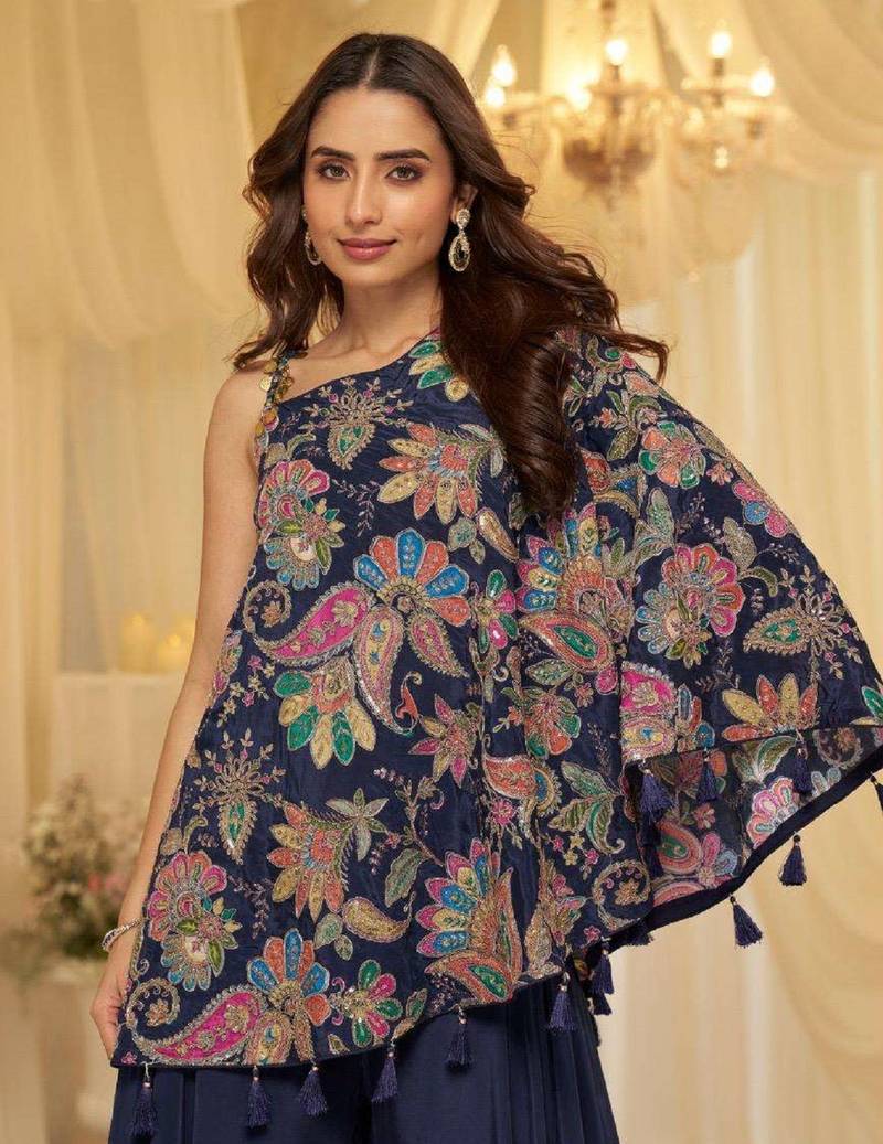 Navy blue crepe wedding-salwar-kameez 