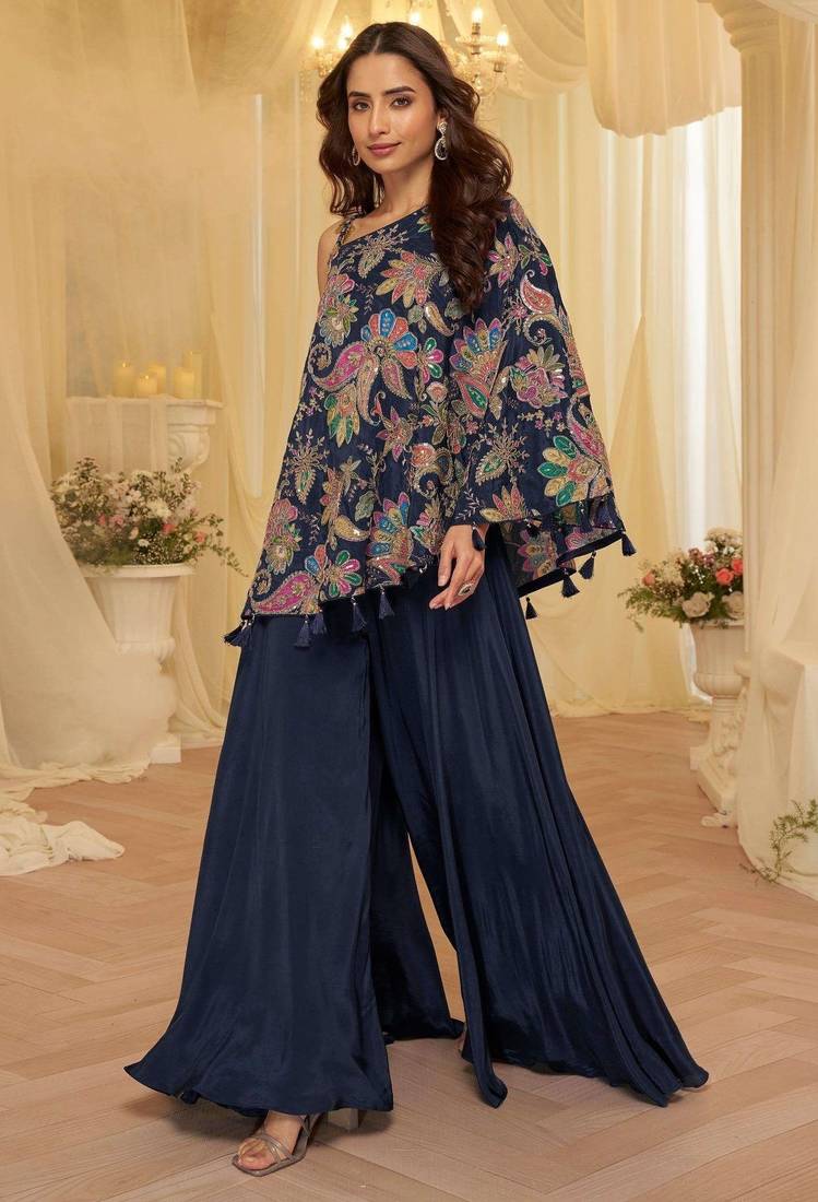 Navy blue crepe wedding-salwar-kameez 
